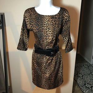 Michael Kors midi leopard print dress size small